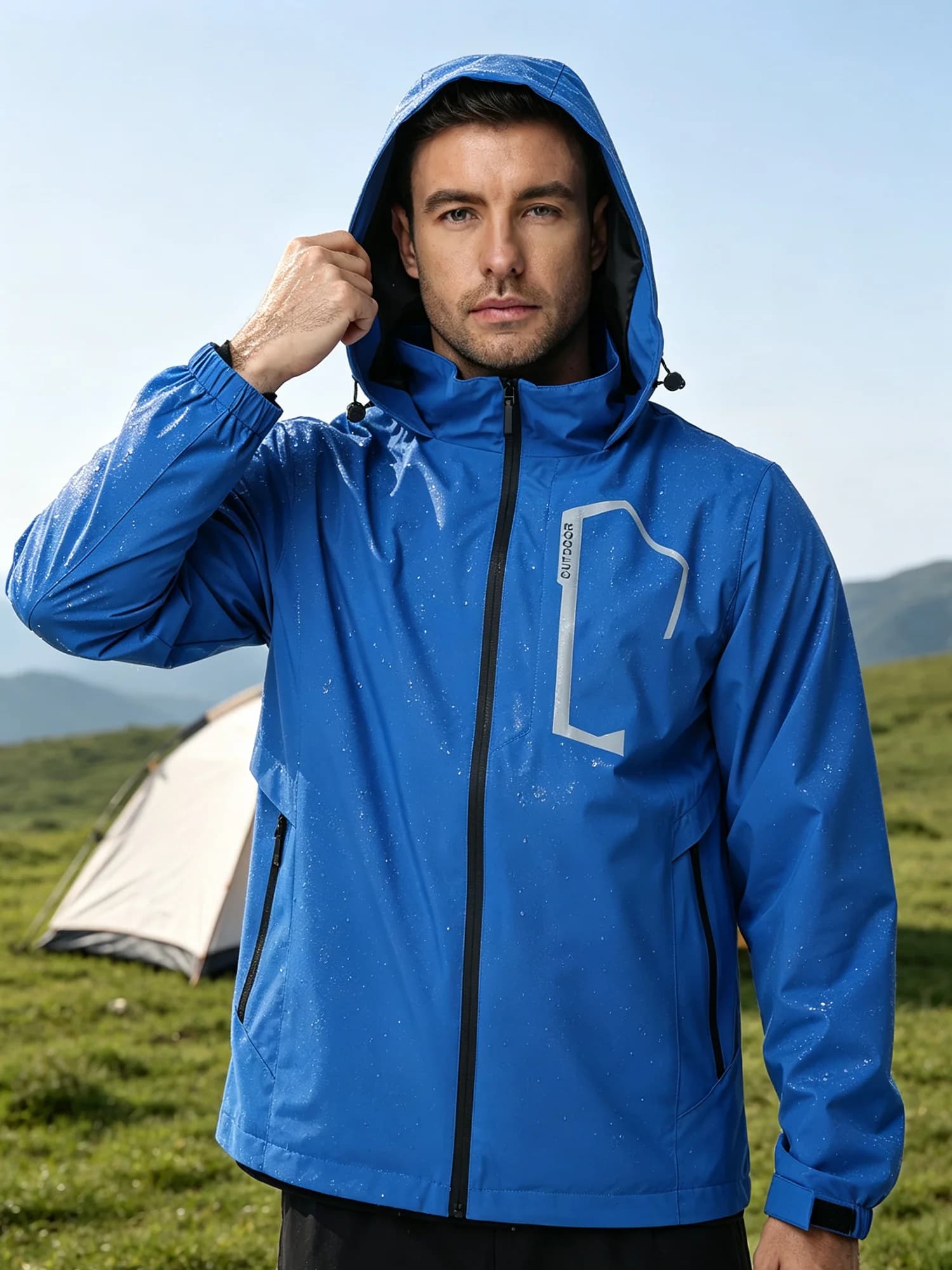 Veste d'été pour homme, imperméable, coupe-vent, fine, avec plusieurs poches pour le camping, la randonnée, le vélo, la pêche