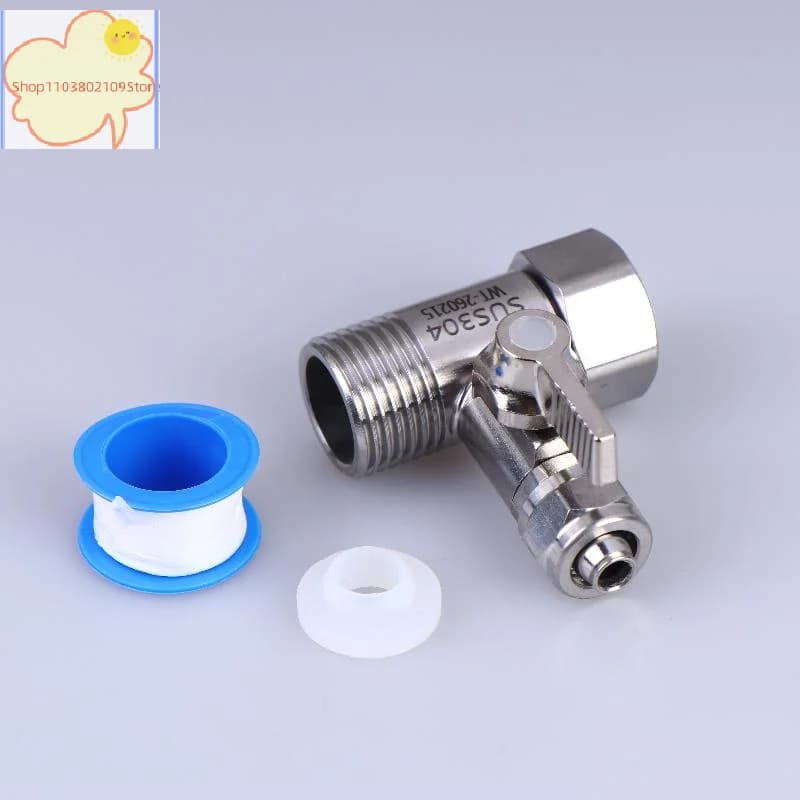 【HT】【HT】1 Ensemble de raccords en T pour conduites d'eau froide et chaude, accessoires domestiques, 1/2" à 1/4"3/8" avec robinet d'arrêt à bille, adaptateur d'alimentation en eau pour osmose inverse