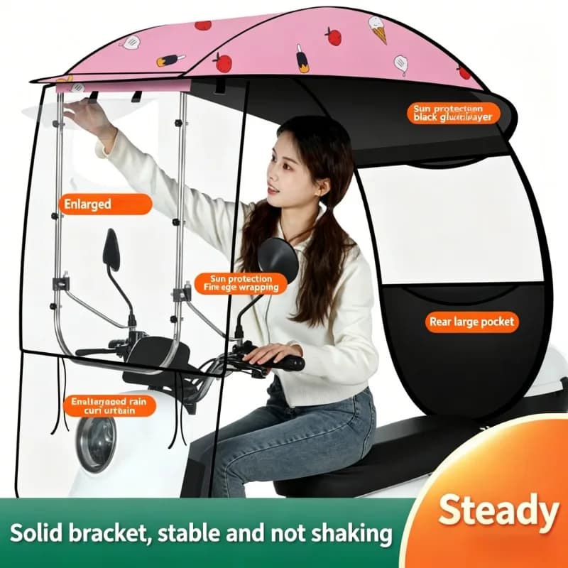 Nouvelle housse de protection contre la pluie pour scooter électrique, pare-soleil, auvent imperméable, protection contre la pluie et le soleil, parapluie épaissi pour moto