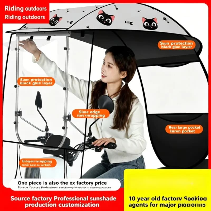 Nouvelle housse de protection contre la pluie pour scooter électrique, pare-soleil, auvent imperméable, protection contre la pluie et le soleil, parapluie épaissi pour moto
