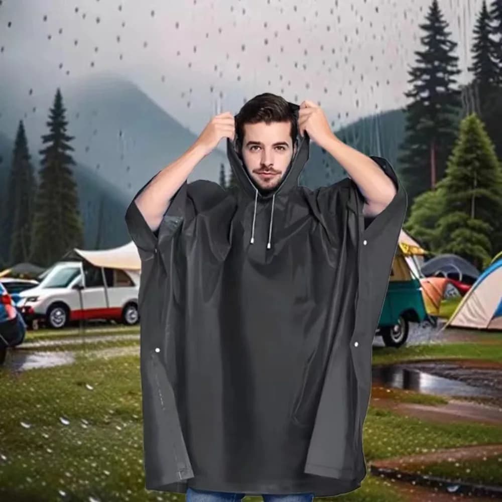 Poncho de pluie imperméable à capuche, manteau de pluie léger, couverture en polymères de pique-nique, abri solaire pour camping en plein air, randonnée, cyclisme, escalade