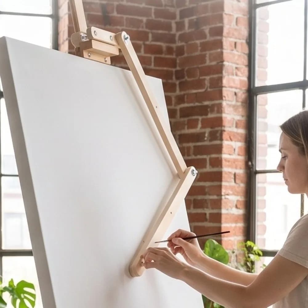 Support de peinture à l'huile en bois pour artiste, design suspendu, robuste, réglable en hauteur et en angle, pour une meilleure stabilité
