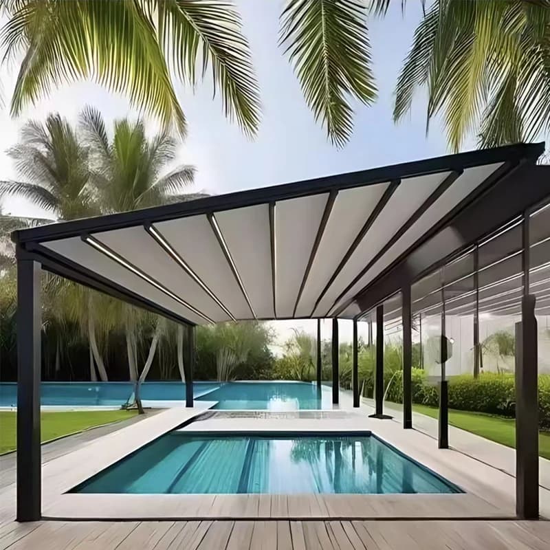Offre Limitée - Auvent Rétractable Motorisé en Aluminium - Pergola Extérieure - Terrasse - Jardin - Protection Contre le Soleil - Capteur de Vent et de Pluie - Prêt à l'emploi