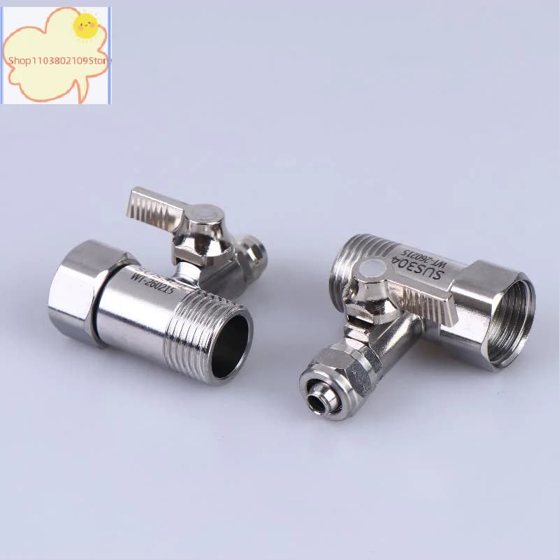 【HT】【HT】1 Ensemble de raccords en T pour conduites d'eau froide et chaude, accessoires domestiques, 1/2" à 1/4"3/8" avec robinet d'arrêt à bille, adaptateur d'alimentation en eau pour osmose inverse