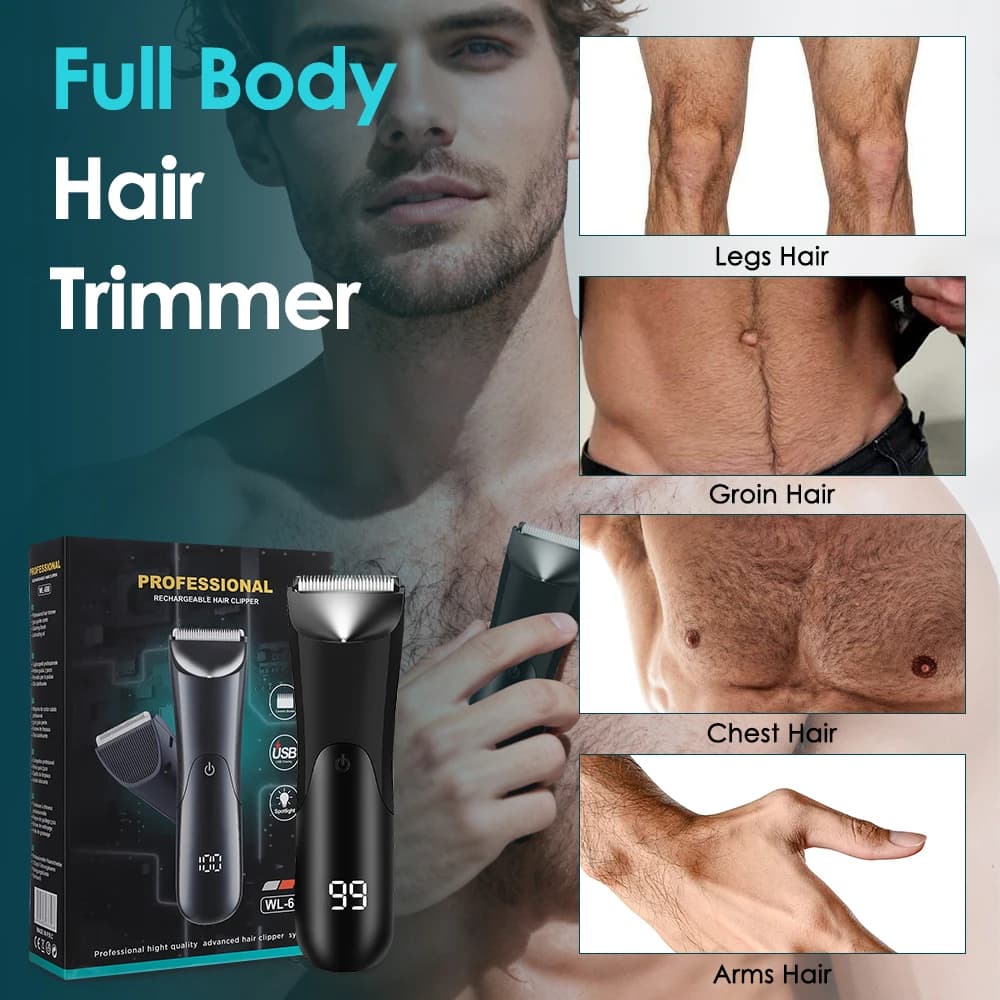 Machine de coupe de cheveux tondeuse à barbe rasoir électrique pour hommes zones intimes Machine de rasage de cheveux tondeuse de sécurité lumière LED