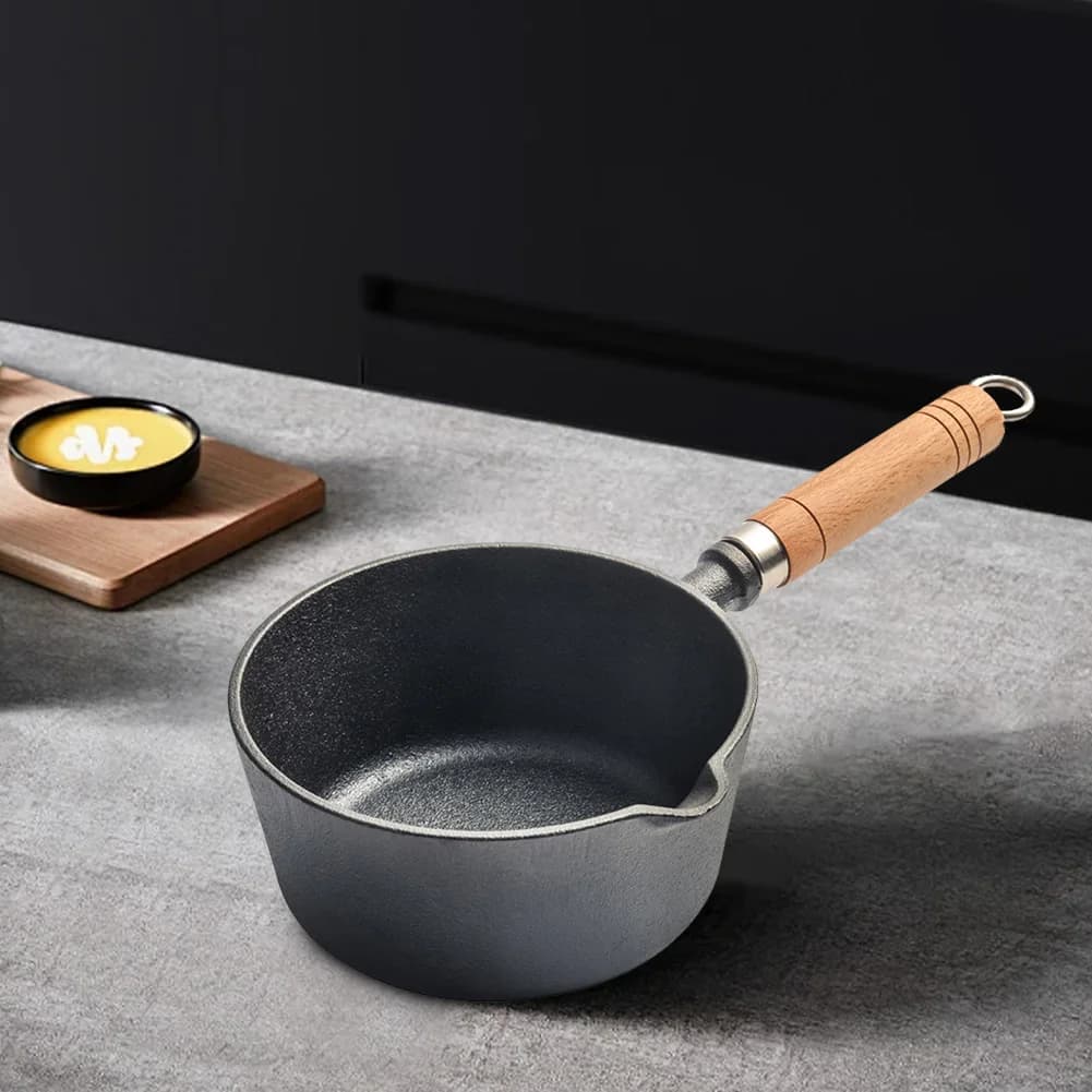 Poêle à Lait en Fonte avec Bec Verseur, Antiarina, à Huile Chaude, Fondoir, Casserole de Cuisson, pour Verser l'Huile, Lait, Chauffage, Friture
