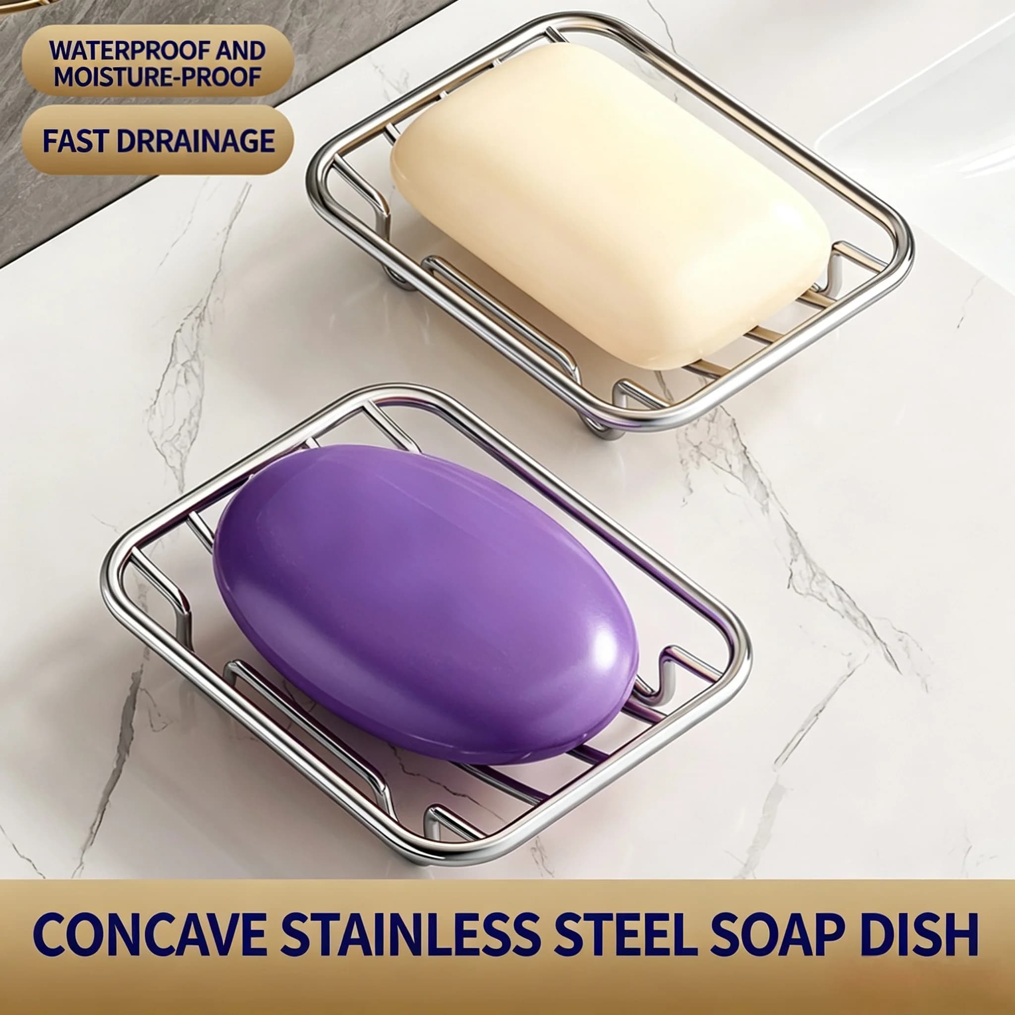 Étagère de rangement étanche pour salle de bain et cuisine, en acier inoxydable (anti-rouille), auto-drainante.