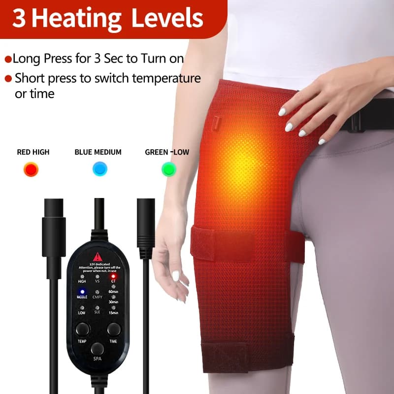 Protecteur de hanche chauffant électrique, coussin chauffant pour soulager la fatigue articulaire, protection bien-être à domicile, massage vibrant chauffant pour les cuisses
