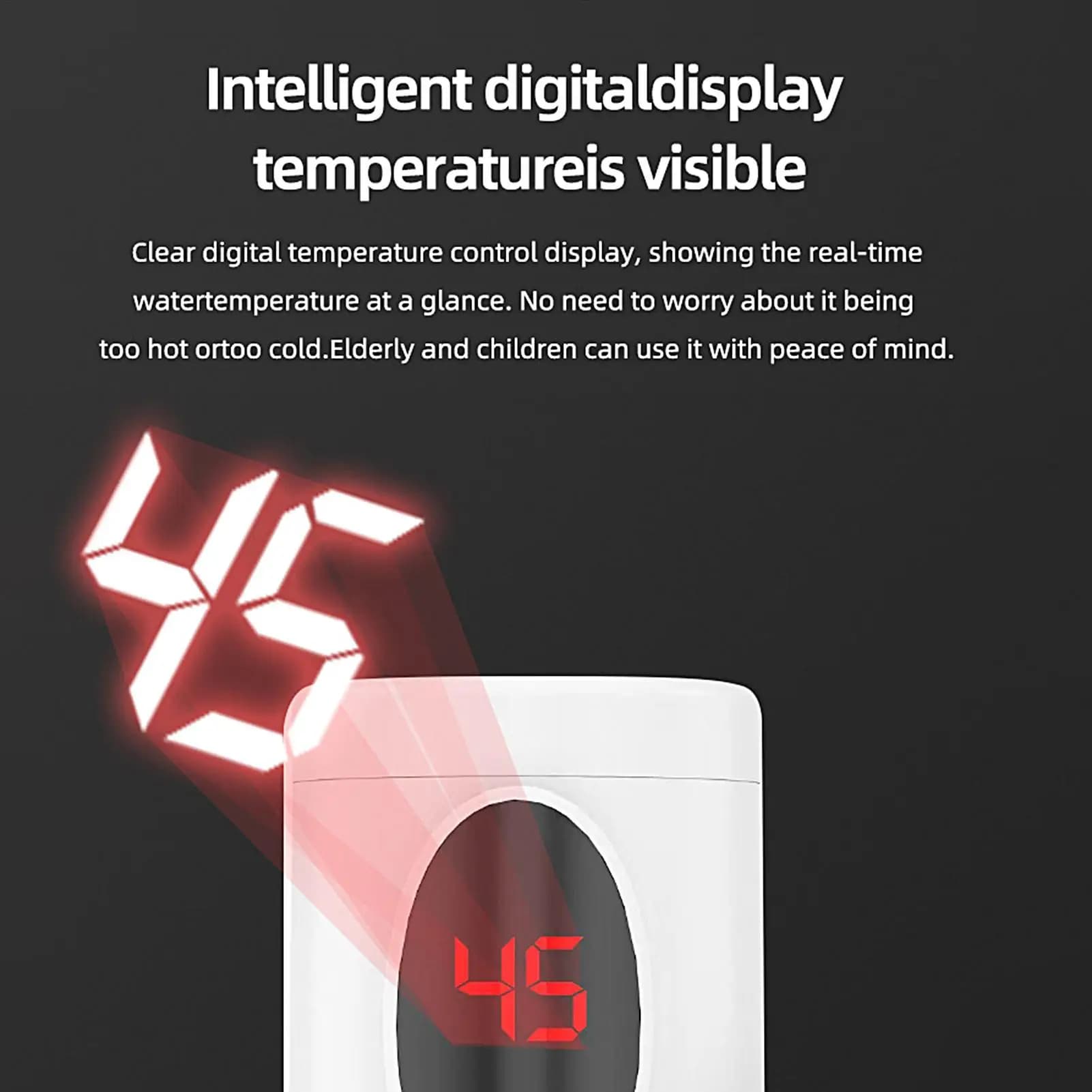 Robinet d'eau chaude instantanée sans réservoir avec affichage numérique LED rotatif pour lavage des mains, salle de bain, cuisine, salle de pause