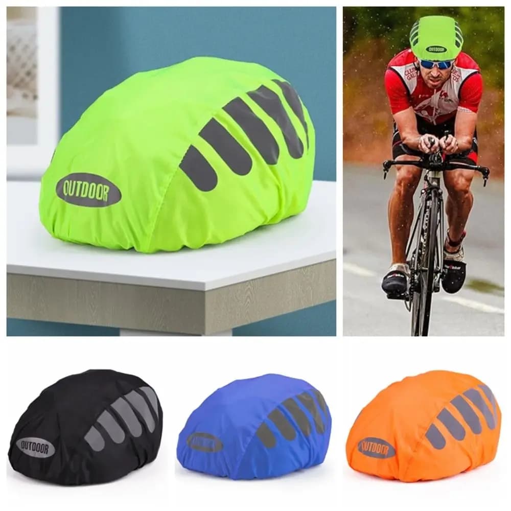 Couverture de casque de vélo à bande réfléchissante, imperméable, haute visibilité, réglable, coupe-vent