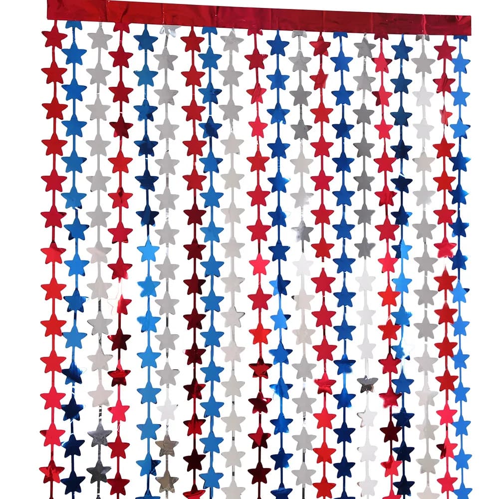 Lot de 10 rideaux de pluie de confettis en forme d'étoiles rouges, décorations pour la fête de l'Indépendance, guirlande de fond, décorations pour la maison