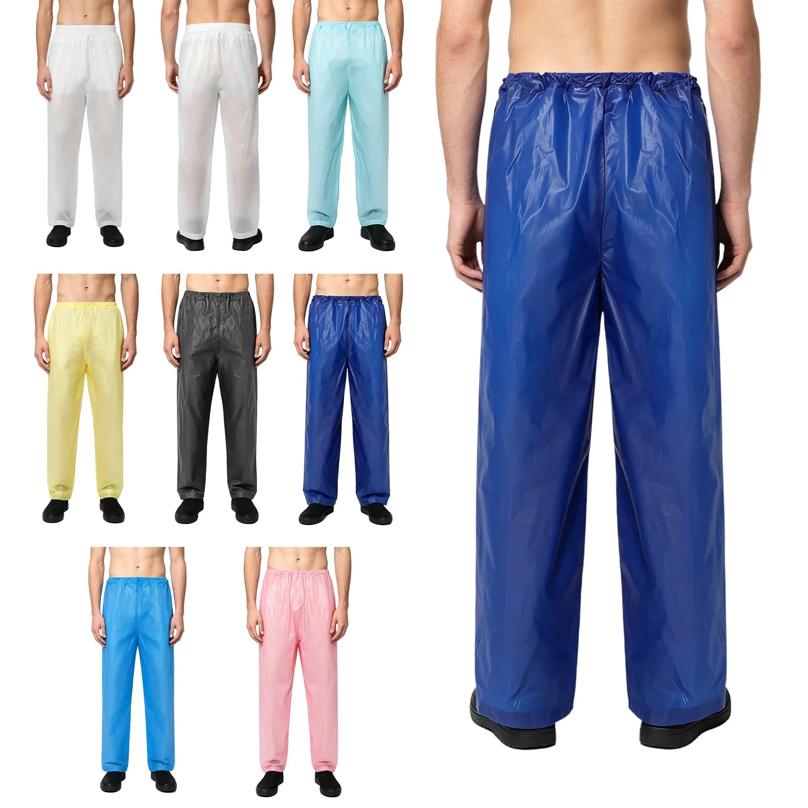 Pantalon de pluie unisexe pour adultes, imperméable, léger, à jambes larges, pour la randonnée, l'atelier, uniforme, pantalon long