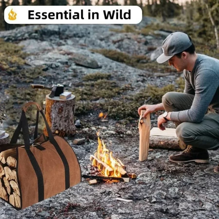 Sac fourre-tout en toile pour bois de chauffage, sac Electrolux, accessoires de poêle de cheminée, grand transport de bois avec foy, camping en plein air