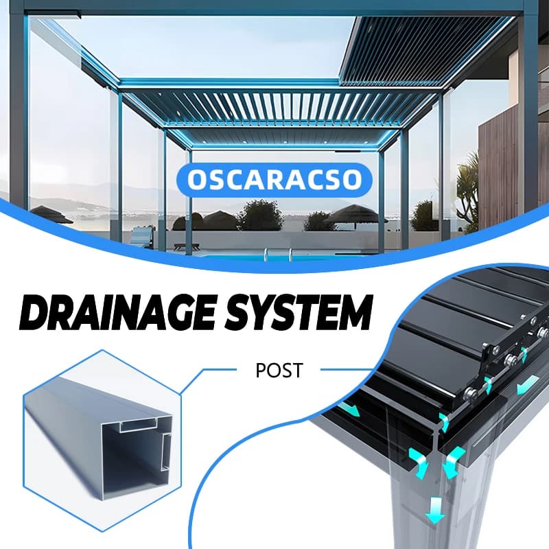 Pergola motorisée en aluminium avec toit à lames rétractables