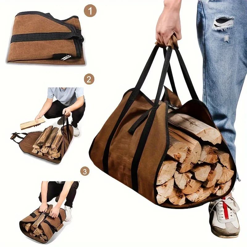Sac de rangement de bois de chauffage de grande capacité, porte-bûches en bois étanche et résistant aux rayures, support de bois de Camping en plein air, sac de transport en bois