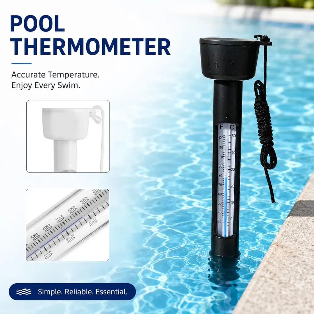 Thermomètre flottant pour piscine, conçu pour les piscines, les spas, les fontaines, thermomètre de température de l'eau avec cordon pour spas et bains à remous