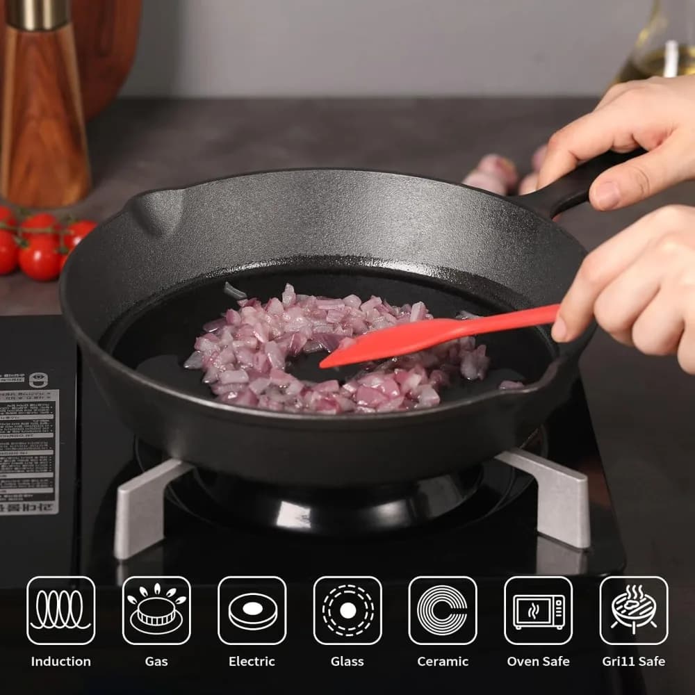 Poêles en fonte rondes réutilisables, poêles à frire, plaques de cuisson, poêles à œufs, adaptées aux cuisinières d'intérieur et d'extérieur, aux grils, pour la cuisine domestique
