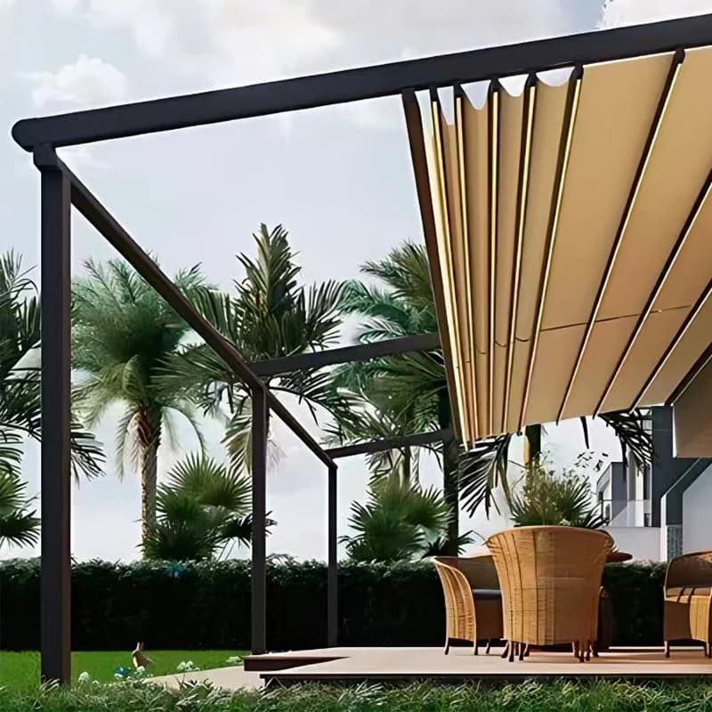 Offre Limitée - Auvent Rétractable Motorisé en Aluminium - Pergola Extérieure - Terrasse - Jardin - Protection Contre le Soleil - Capteur de Vent et de Pluie - Prêt à l'emploi