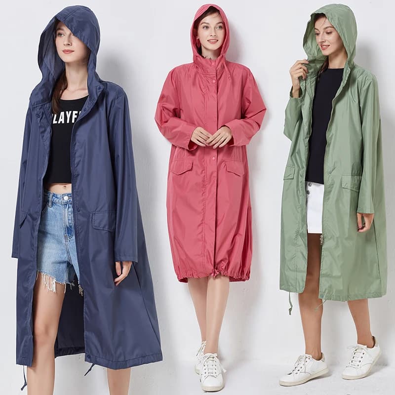 Poncho imperméable à capuche léger pour hommes et femmes, veste coupe-vent, manteau respirant avec fermeture éclair, vêtements de pluie, vêtements d'extérieur