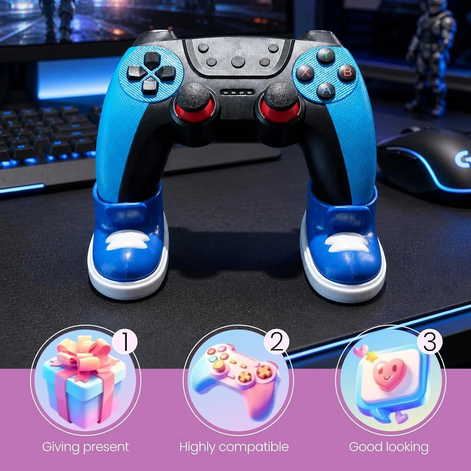 Support de manette de jeu amusant - Support coloré en forme de chaussure, compatible avec les manettes PS4, PS5, Xbox, décoration de bureau