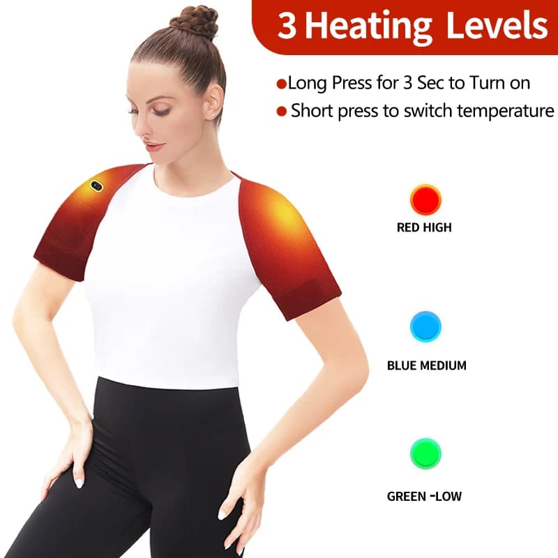 Support d'épaule chauffant massant à 3 vitesses avec chaleur et vibrations pour soulager les douleurs musculaires et l'arthrite, aide à la récupération sportive, idéal pour les amateurs de fitness et 
