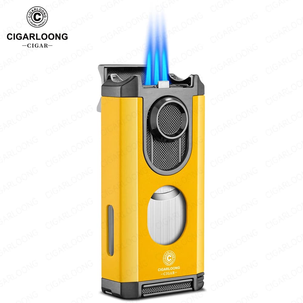 Allume-cigare Portable pratique multifonctionnel 3 en 1, trois feux droits, lisse, porte-ciseaux en