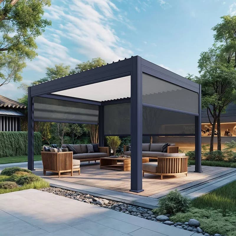 Électrique réglable bioclimatique persiennes motorisé aluminium étanche extérieur salon jardin pérgo