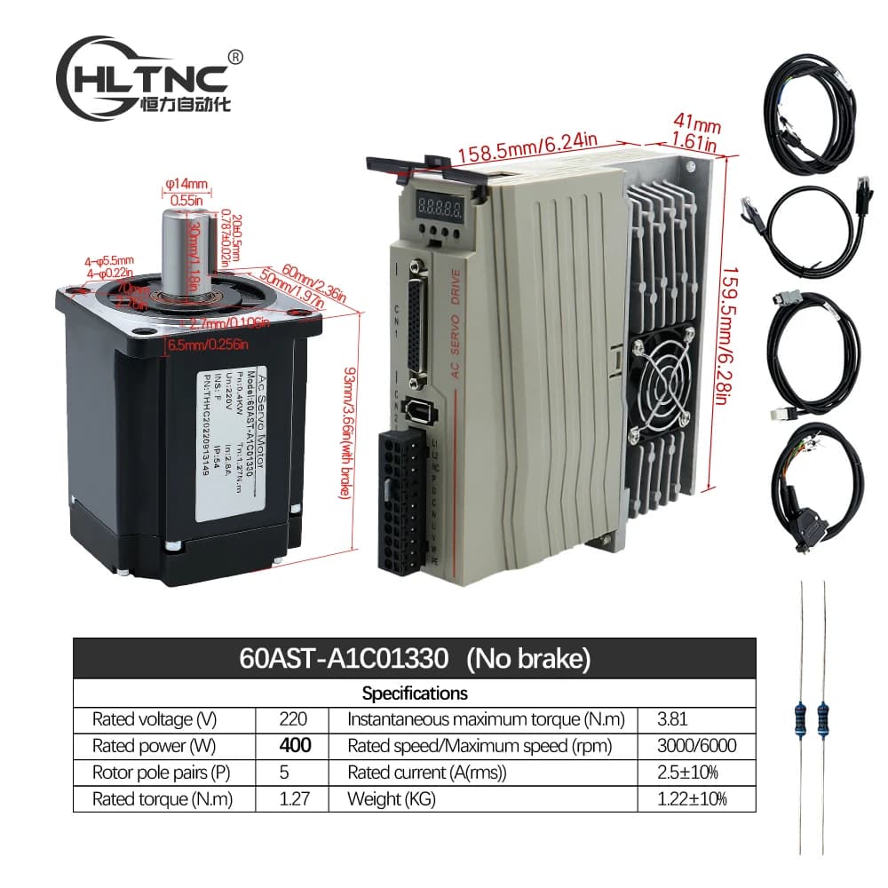 Ventes Flash : Servomoteur 400W 600W 750W 1000W avec Driver et Encodeur Absolu 17 bits, AC110V/220V,