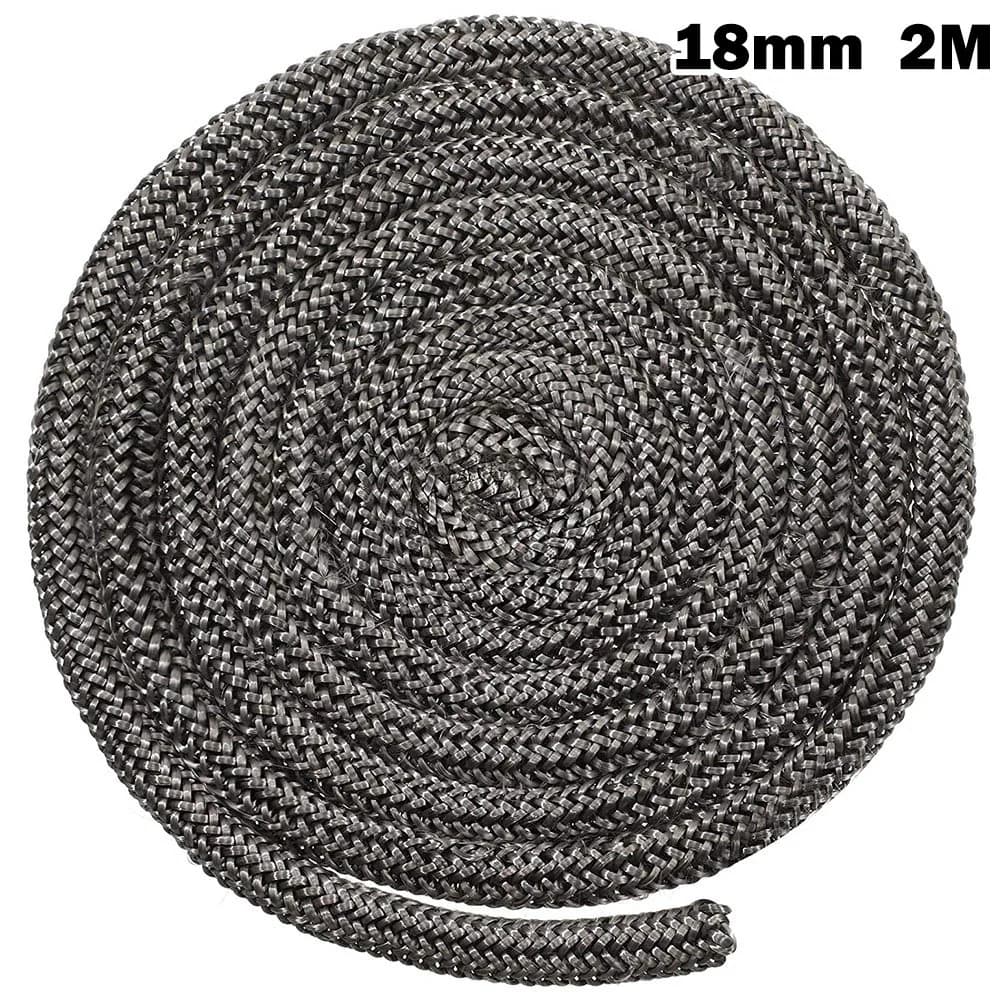 Poêle à bois noir/corde à feu, 18/20mm, 2m de long, joint de porte de brûleur à bûches, corde d'étan