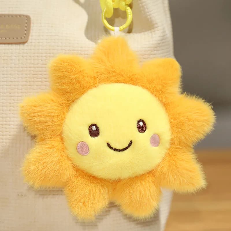 Jouets en peluche série météo de dessin animé, mignon soleil, nuage de foudre, pendentif de pluie, p