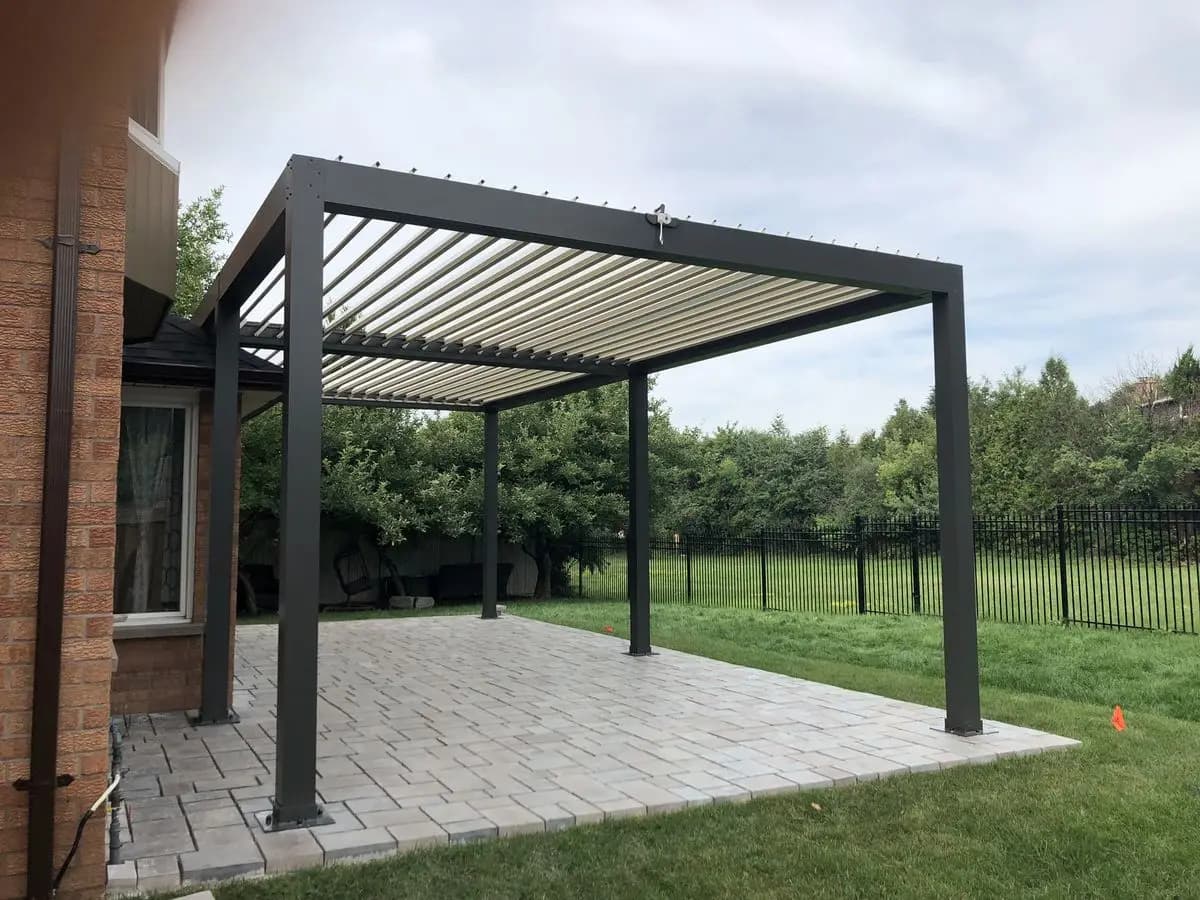 Pergola bioclimatique de toit à persienne en aluminium 3x6m, régulation du soleil, vent, pluie, Perg