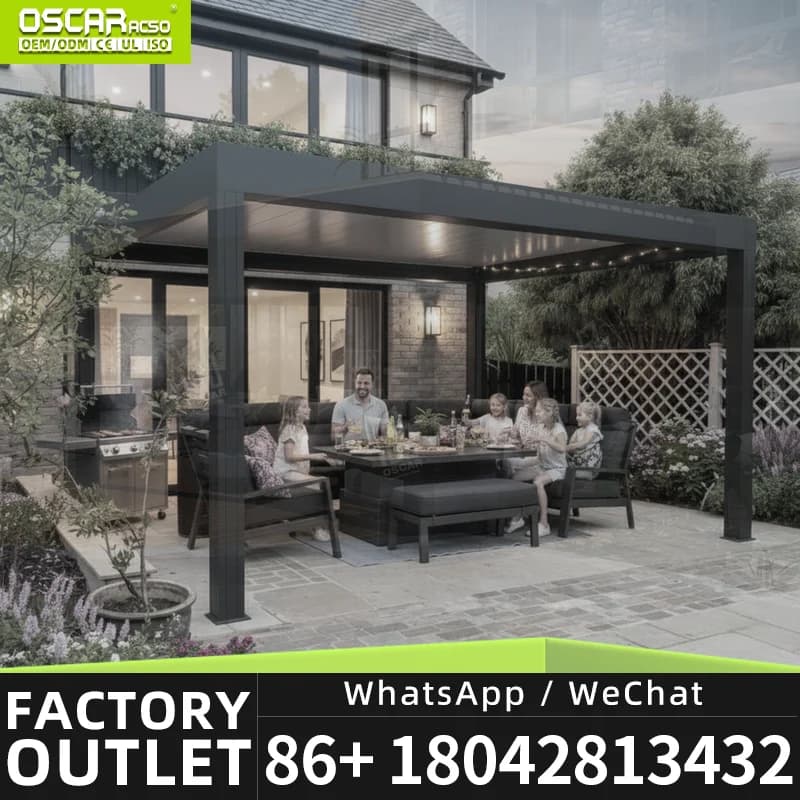 Pergola bioclimatique manuelle en aluminium pour jardin, cour et terrasse – Offre spéciale