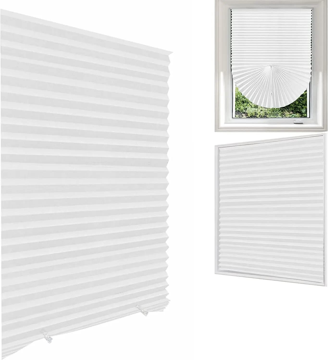 Store pour fenêtre, stores plissés auto-adhésifs sans fil, sans perceuse, stores en tissu, abat-jour