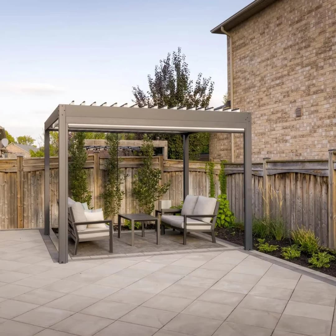 Gazebo Grand Patio 4 X 4 Pergola étanche à la pluie Structure en aluminium de luxe avec éclairage et