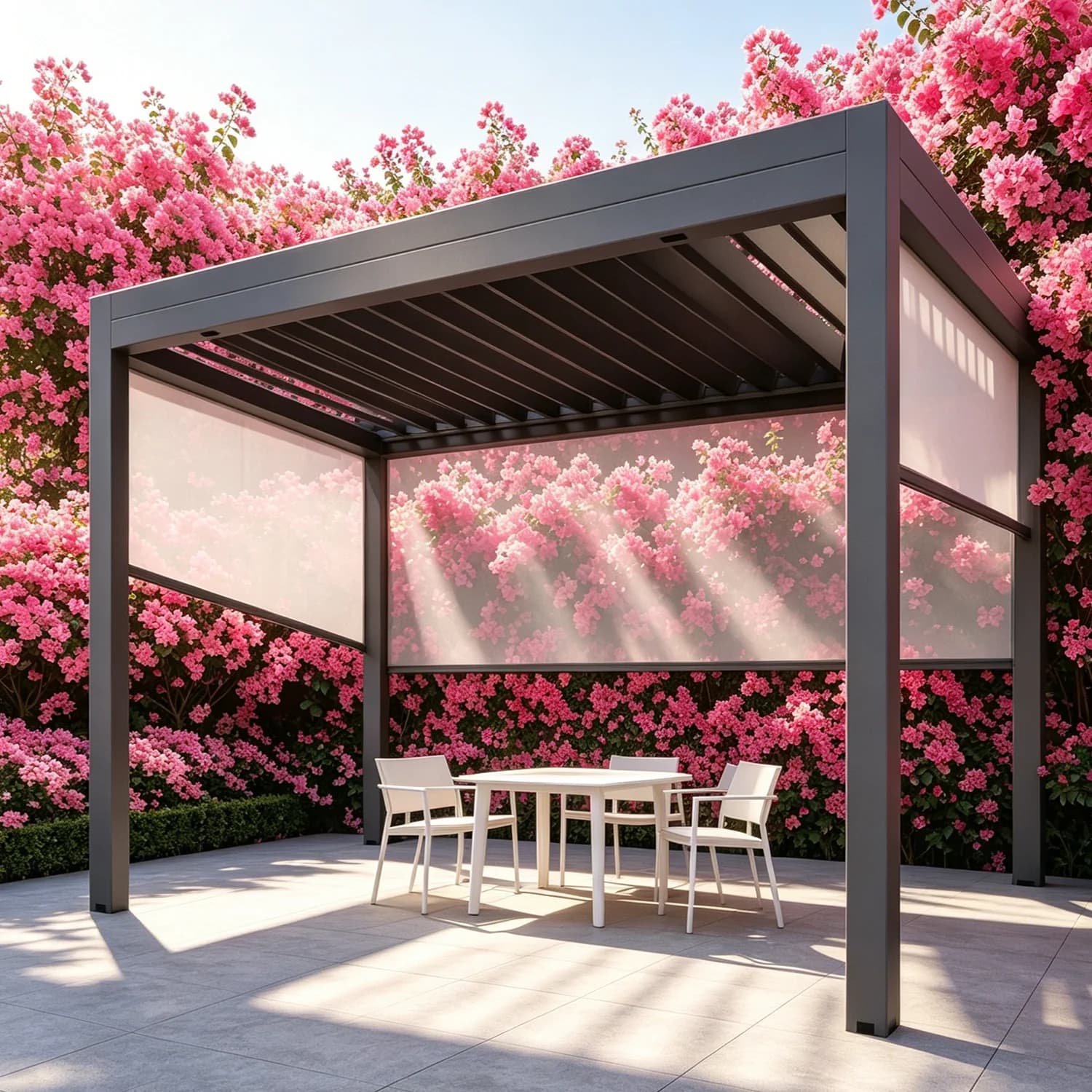 Pergola bioclimatique avec lames orientables