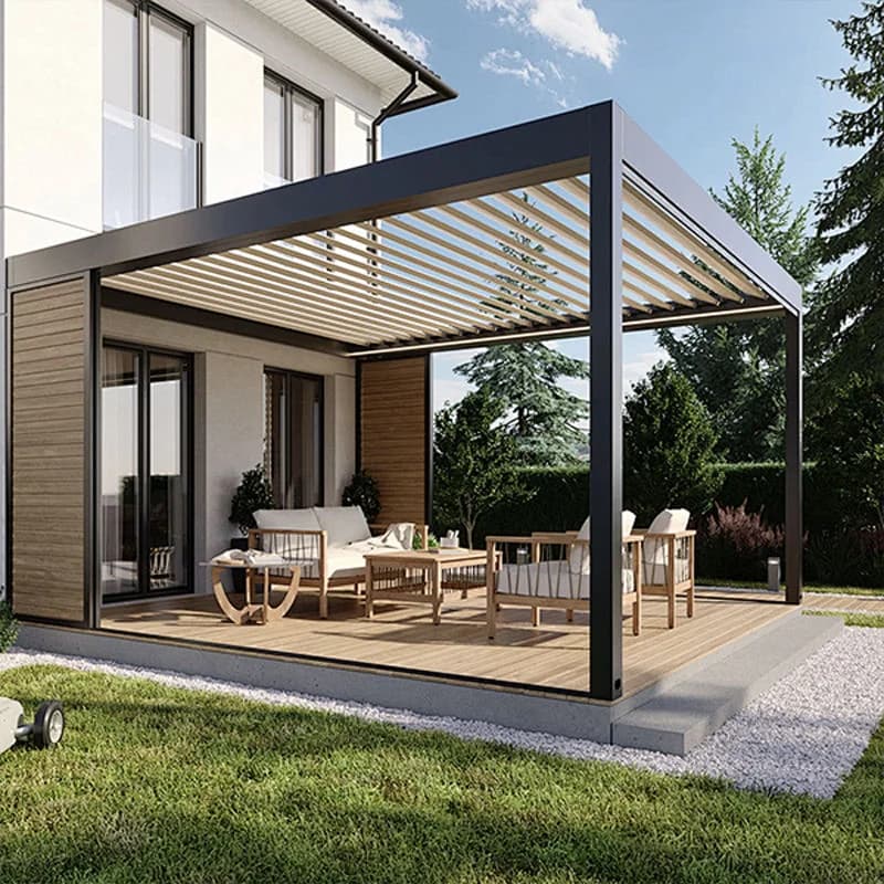 Pergola de jardin extérieure en aluminium étanche avec toit