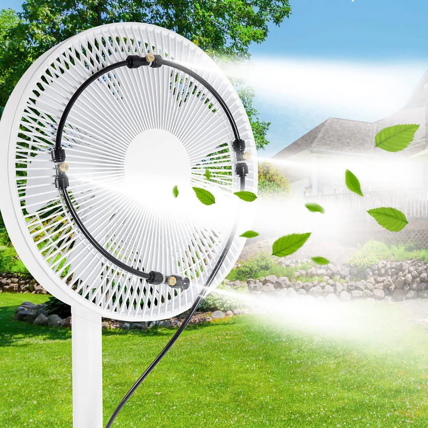 Système de brumisation de refroidissement extérieur, 3/6/10m, pour Patio, terrasse, ventilateur, nébuliseur, atomisation, Dissipation thermique d'été, ensemble de buses de brouillard