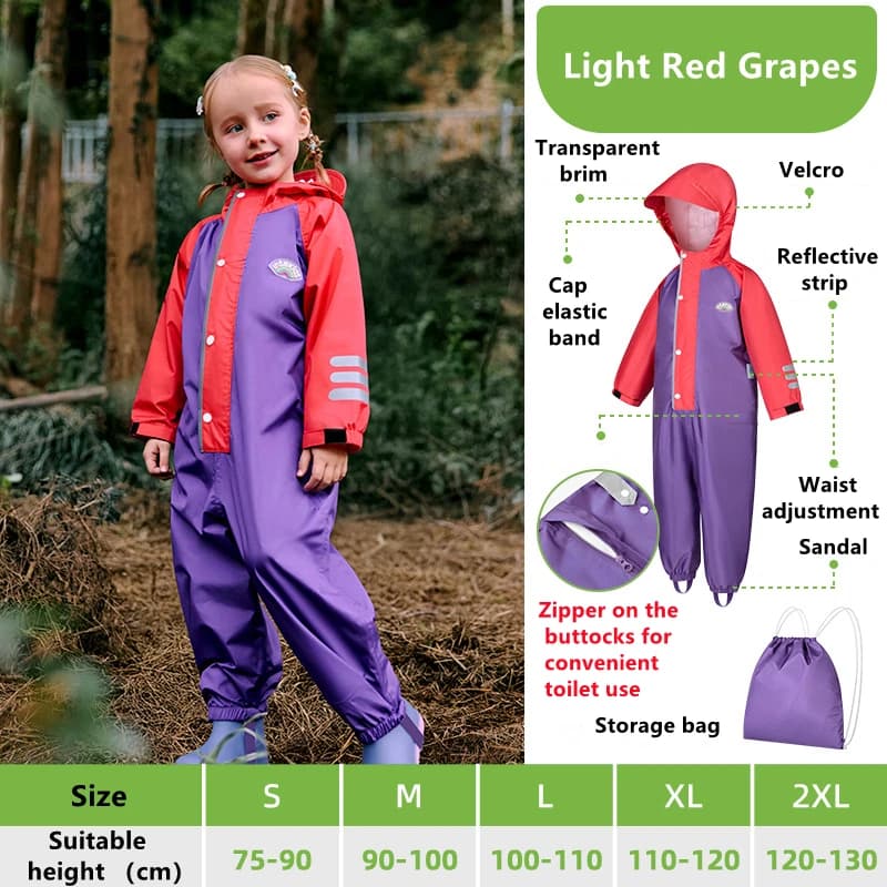 Imperméable pour enfants, combinaison imperméable à capuche pour garçons et filles, design créatif de dessin animé, vêtements de pluie et pantalons pour enfants de 1 à 10 ans