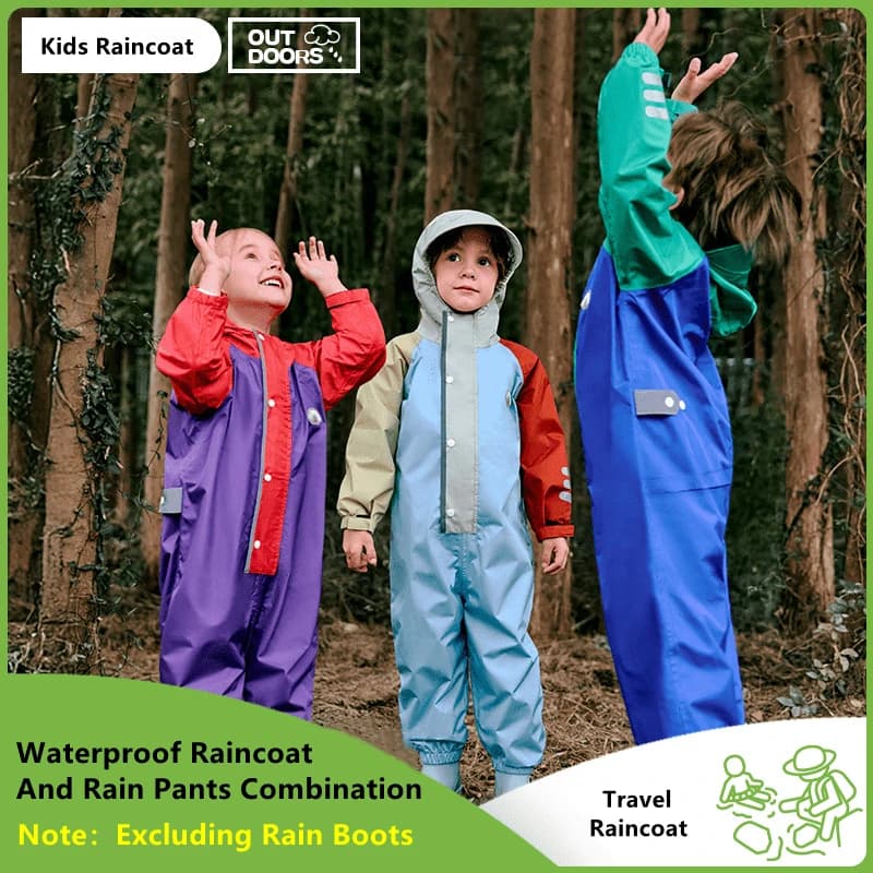 Imperméable pour enfants, combinaison imperméable à capuche pour garçons et filles, design créatif de dessin animé, vêtements de pluie et pantalons pour enfants de 1 à 10 ans