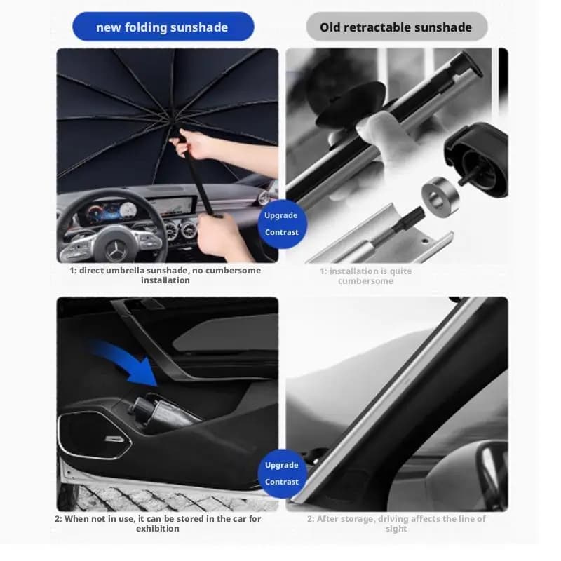 Parasol de voiture, accessoires d'été, pare-soleil pour pare-brise avant, protection solaire, isolation thermique, pare-soleil pliable télescopique