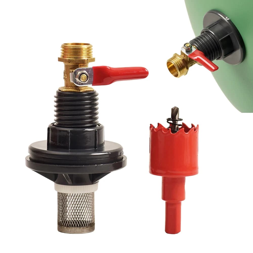 Kit de raccordement pour la collecte d'eau de pluie, avec valve en laiton et filtre, connecteur fileté 1/2 pouce, pour seau de stockage d'eau