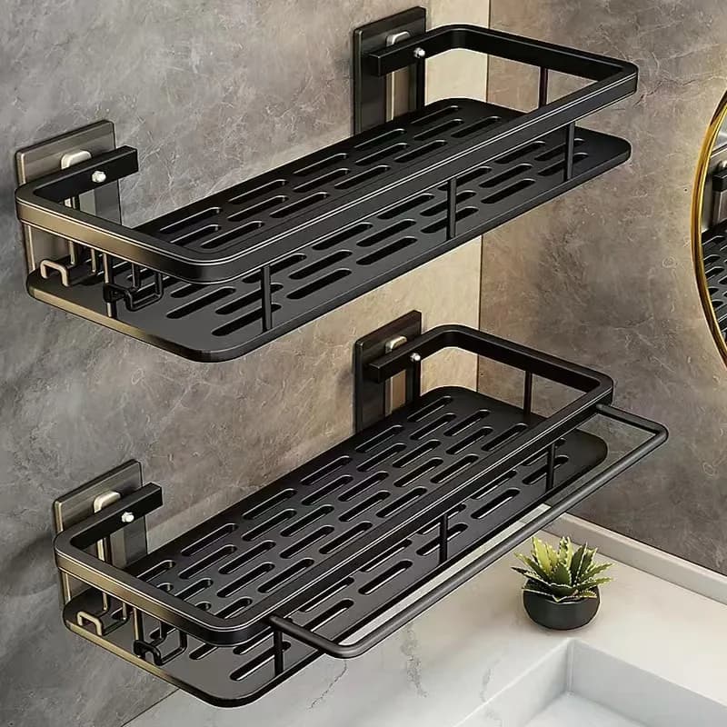 Support de douche mural de grande capacité, sans perçage, pour salle de bain, cuisine, gain de place, installation facile, magasin de produits de toilette, cosmétiques