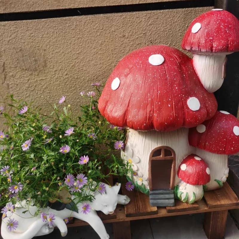 Champignon rouge balcon ornement jardin pelouse paysage décoration résine Simulation fée jardinage maternelle sol décoration