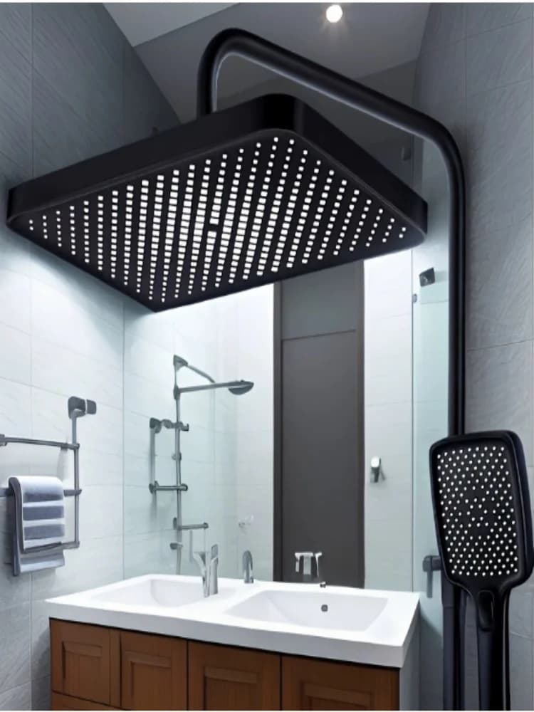 Pommeau de douche de plafond carré de 12 pouces, grande taille, à haut débit, avec jet de pluie, universel, économiseur d'eau, accessoire de douche de salle de bain