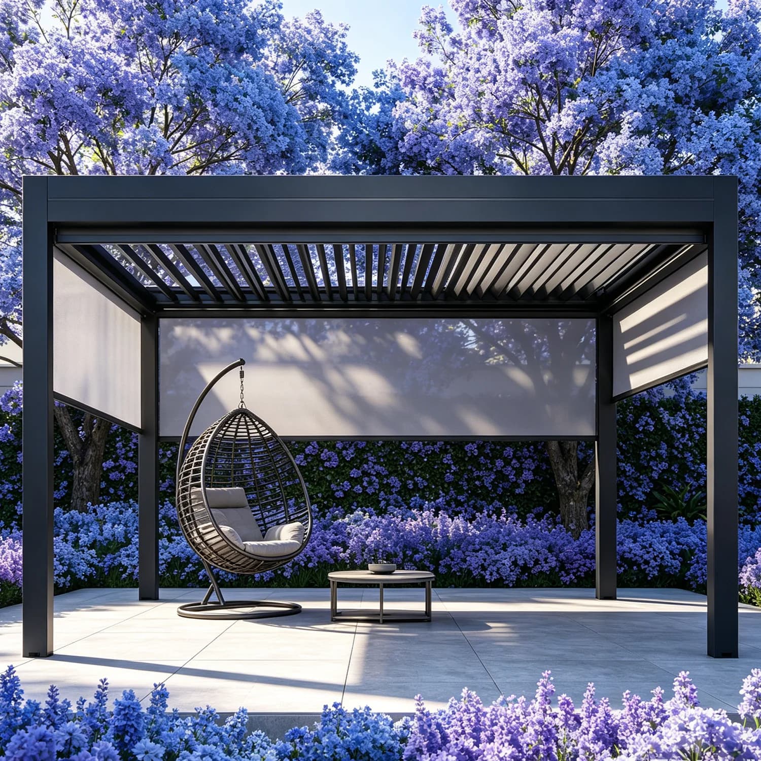 Pergola bioclimatique avec lames orientables