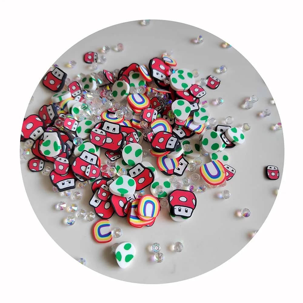 Oeuf arc-en-ciel de pièce plus lente d'anime de bande dessinée, tranche mélangée, argile polymère, arrose pour l'artisanat, bricolage exécutif, remplissage de boue de cristal, matériel d'ongle