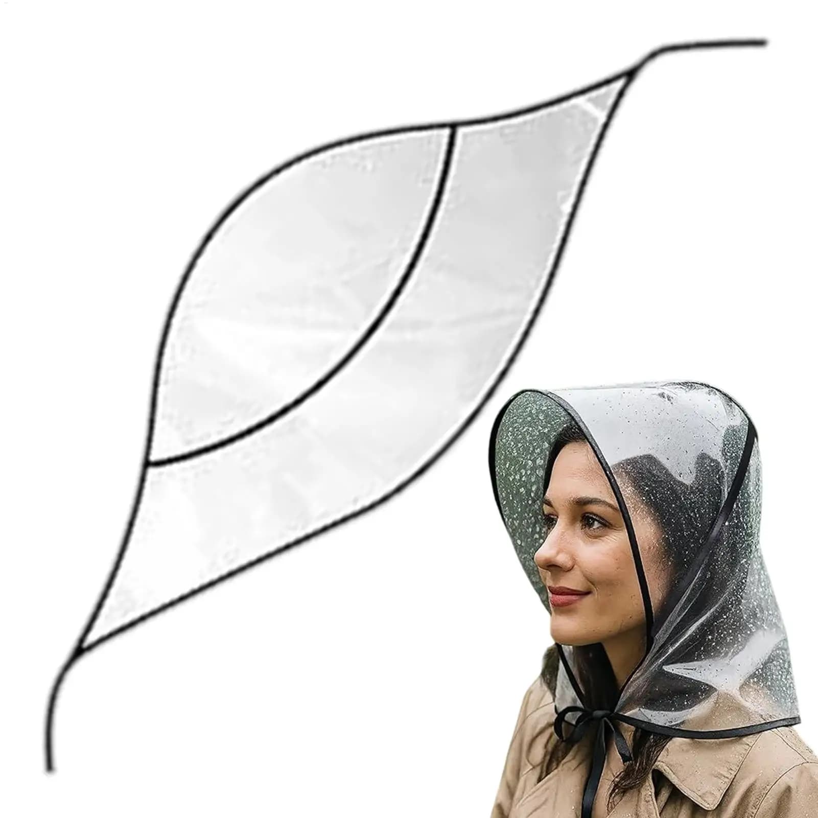 Chapeau de pluie transparent réutilisable imperméable à large bord pour femme, idéal pour les activités de plein air, la randonnée, le jardinage, le shopping, la plage et la protection contre le vent