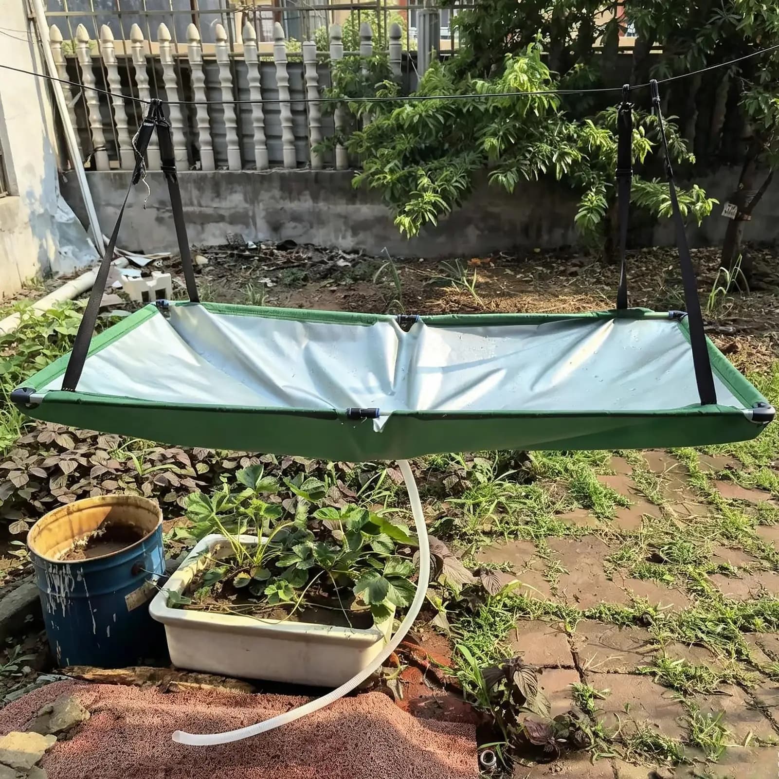 Collecteur d'eau de pluie pour jardin, tissu de récupération d'eau avec tuyau, filtre attrape-pluie pour pelouse, extérieur, jardin, balcon, camping