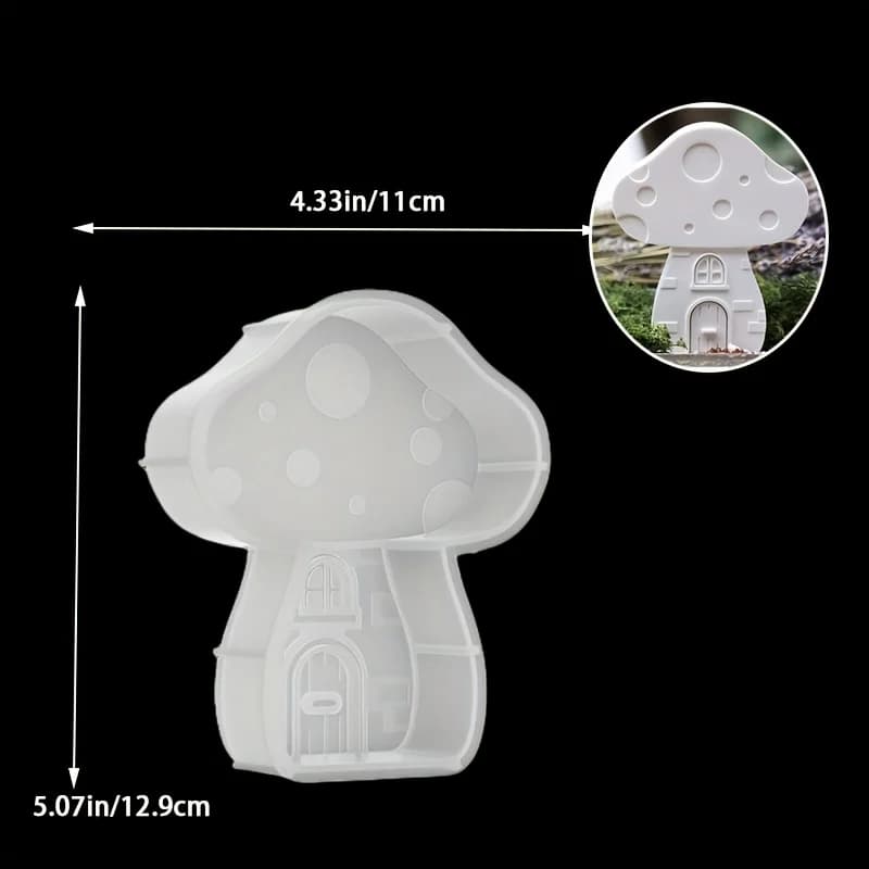 Moule de maison de champignon-bonjour de champignon mignon avec portes et fenêtres, pour résine, époxy, artisanat en Silicone-bijoux de bricolage, décoration de jardin,