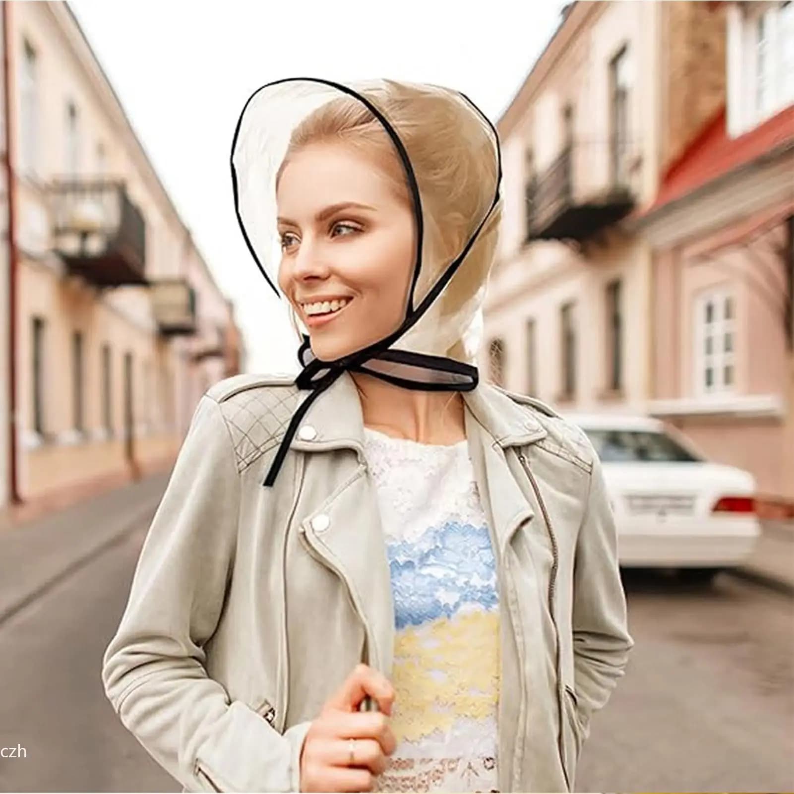 Chapeau de pluie transparent réutilisable imperméable à large bord pour femme, idéal pour les activités de plein air, la randonnée, le jardinage, le shopping, la plage et la protection contre le vent